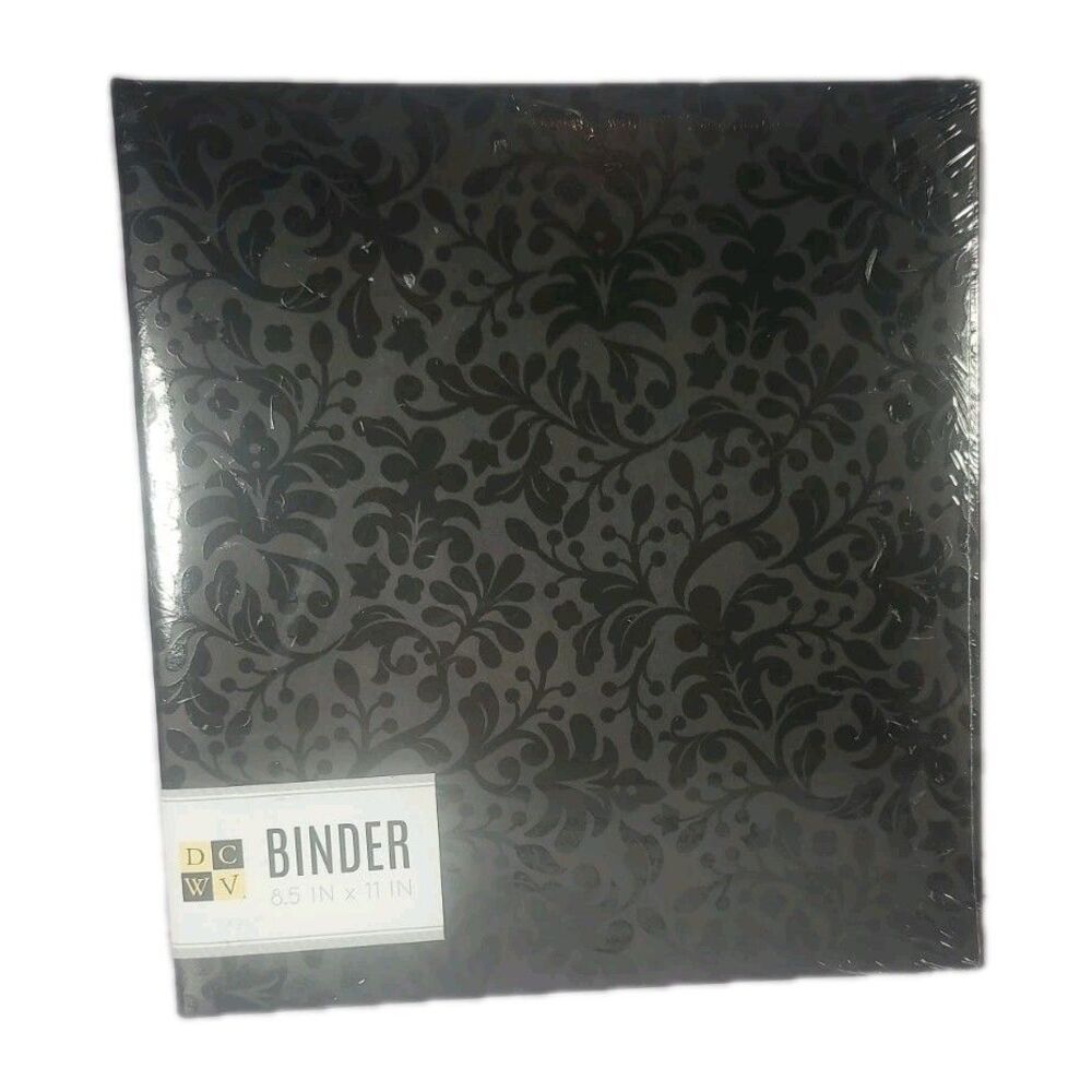 DCWV 8.5x11 Beautiful Black Damask Scrapbook Binder Album, 1 In Ring